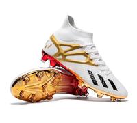 Eestfy Botas de Fútbol FG Hombre y Mujer Tacos Antideslizantes Diseño de Caña Alta Estables para Césped Firme Tallas Completas Disponibles,Whitegold FG,40 EU