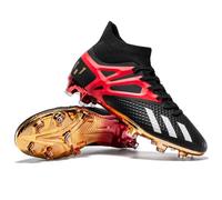 Eestfy Botas de Fútbol FG Hombre y Mujer Tacos Antideslizantes Diseño de Caña Alta Estables para Césped Firme Tallas Completas Disponibles,Blackred FG,42 EU