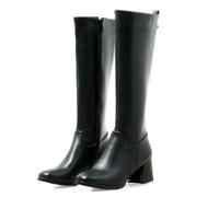 Eestfy Botas Mujer Clásicas Altas Cuero Sintético Estilo Montar Tacón Grueso Inspiración Ecuestre Británico Vintage Invierno,Army Green,44 EU