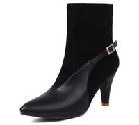 Eestfy Botines De Tobillo De Mujer Punta Puntiaguda Tacón Alto Ante Cortos Moda Cremallera Lateral Botines De Otoño E Invierno Elegante Ropa Urbana Cómodos Antideslizantes,Negro,41 EU