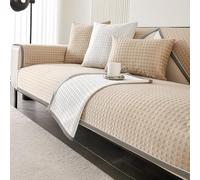 Eestfy Funda de sofá de Punto refrescante - Cómodo Material de Seda Hielo - Diseño Transpirable y Antideslizante calurosos días de Verano,Caqui,110×210cm