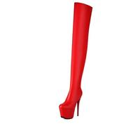 Eestfy Mujeres sobre La Rodilla Plataforma Botas Alto Tacón Stiletto Cremallera Lateral Muslo Alto para Club Nocturno Fiestas,Red Patent,42 EU
