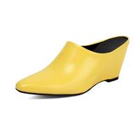 Eestfy Mules Mujer Cuña Punta Cuadrada Sin Talón | Exterior de Piel Sintética, Tacón Cuña 8 cm, Estilo Veraniego, Looks Casuales, Tallas 34-43