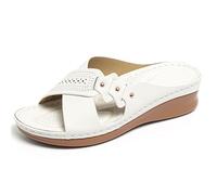 Eestfy Sandalias Cuña Mujer Sin Cordones Tiras Cruzadas Punta Abierta Ligeras Cómodas Suela Antideslizante Chanclas Verano Casual Para Caminata Diaria,blanca,38 EU