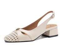 Eestfy Sandalias Minimalistas Trenzadas Mujer Punta Cerrada Slingback Punta Cuadrada Tacón De Bloque Bajo Sandalias Casuales Hebilla Correa Zapatos De Verano Diarios,Off White,36 EU