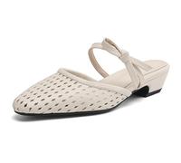 Eestfy Sandalias Mules Trenzadas Retro Mujer Punta Fina Planos Sin Cordones Estilo De Verano Calado Transpirable para Traslados Casuales Y Fin De Semana,Off White,36 EU