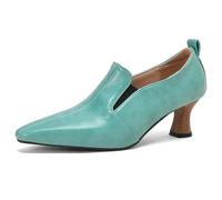 Eestfy Zapatos de tacón bajo de Punta Fina para Mujer en Piel sintética PU diseño Slip on Estampado de cocodrilo Elegantes y Profesionales para Oficina Fiesta y Trabajo cómodos,Light Blue,49 EU