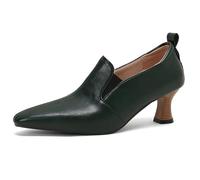 Eestfy Zapatos de tacón bajo de Punta Fina para Mujer en Piel sintética PU diseño Slip on Estampado de cocodrilo Elegantes y Profesionales para Oficina Fiesta y Trabajo cómodos,Verde,48 EU