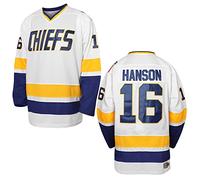 EETUG Hanson Brothers Hockey Jersey 16 Charlestown Chiefs 17 Jeff Slap Shot 18 Movie Hockey Jersey Blue White S-3XL (16 White, Medium)