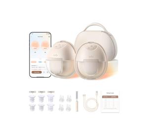 eeufy Wearable Breast Pump S1 Pro con Estuche Carga, Sacaleches Manos Libres Calefacción y App, 46 dB, 24 mm (17/19/21 mm), Color Marrón, Batería Recargable, Libre BPA, 180 ml