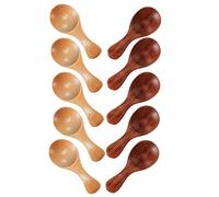 Eeuye 10 Cucharas PequeñAs de Madera Mini Condimento Condimento de AzúCar Sal Miel Cucharadita Café Mermelada de Té Helado de Mostaza Cuchara de Madera
