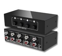 Eeuye Conmutador de Audio Estéreo Bidireccional de 3,5 mm con Entrada Auxiliar + L/R, 4 Entradas, 1 Salida A/B, Selector de Audio Analógico