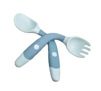 Eeuye Juego de Vajilla de Entrenamiento para Niños de Silicona y PP: Tenedor y Cuchara de Suave para Aprender A Comer