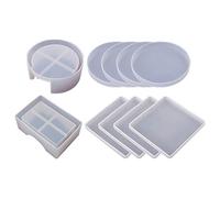 Eeuye Moldes para Posavasos de Silicona para FundicióN de Resina, Kit de Moldes para Posavasos de Resina Epoxi Que Incluye 8 Posavasos y 2 Moldes para Soportes