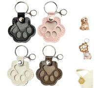 Eevhrqw Dog Hair Collector Keychain Charm Memorial Storage Box,4pcs Cute Leather Paw Keychain Pet Hair Keepsake Keyring,Cat Fur Memory Charm,Cat Hair Keychain for Bag Paw Charm Key Holder-A