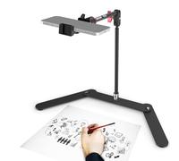 EEWER Overhead Phone Tripod Stand con Articulado Doble Rótula Boom Arm, Shock Absorbent Desk Phone Soporte Móvil Mount con Plegable Base para Piano Cocina Dibujo Bocetos Transmisión en Vivo, DS026