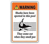 Eeypy Cartel de metal de aluminio con texto en inglés "Warning Sharks Have Been Spotted in The Pool", póster retro de hierro, 20,3 x 30,5 cm