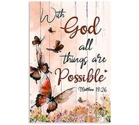 Eeypy Cartel decorativo para pared con texto "Butterfly and God Everything is Possible", letrero decorativo para casa de campo, 20,3 x 30,5 cm, placa de metal