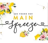 Eeypy Letrero de mesa de despedida de soltera con texto en inglés "She Found Her Main Squeeze Bridal Show", decoración de fiesta de despedida de soltera, decoración de fiesta de cítricos, letreros de