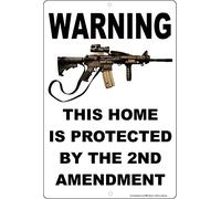 Eeypy Letrero de metal de aluminio con texto en inglés "Warning This Home is Protected by The 2nd Amendment" (8 x 12 pulgadas)
