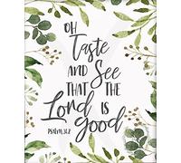 Eeypy Letrero imprimible con texto en inglés "Oh Taste and See That The Lord is Good Spring Farmhouse Kitchen - Letrero de lata de salmo para baño, 12 x 16 pulgadas