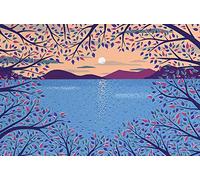 Eeypy Placa de metal con texto en inglés «Lake Sunset a View Through The Trees» para decoración del hogar, placa de metal, pintura de hierro