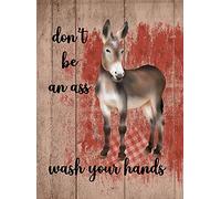 Eeypy Snarky Donkey - Letrero de metal retro con texto en inglés "Don't Be an Ass Wash Your Hands", 20,3 x 30,5 cm