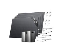 EF ECOFLOW Batería STREAM Ultra y AC Pro 3,84 kWh para kit solar, 4 paneles solares de 400W, 4 soport balcón de celosia, doble puerto de CA de 2300W, 6000 ciclos de carga, Plug & Play, TOU, IA
