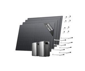 EF ECOFLOW Batería STREAM Ultra y AC Pro 3,84 kWh para kit solar, 4 paneles solares de 400W, 4 soport balcón de celosia, doble puerto de CA de 2300W, 6000 ciclos de carga, Plug & Play, TOU, IA