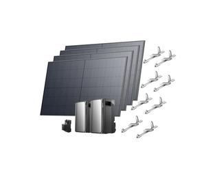 EF ECOFLOW Batería Stream Ultra y AC Pro 3,84 kWh para Kit Solar, 4 Paneles solares de 500W, 4soporte tejado Plano, Doble Puerto de CA de 2300W, 6000 ciclos de Carga, Plug & Play, TOU, IA