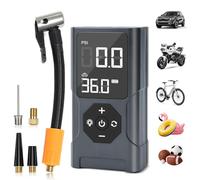 EFaith - Compresor de aire portátil, inflador de neumáticos de coche, bomba de bicicleta inflador eléctrico, inflador neumático inalámbrico con batería 3600 mAh y 12 V DC, LED y apagado automático