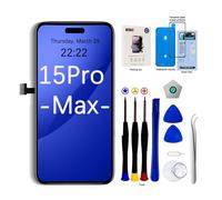 EFaith - Pantalla para iPhone 15 Pro Max LCD, pantalla de repuesto Full HD táctil, ensamblaje de digitalizador completo con kit de reparación + protector de pantalla + adhesivo hermético para A2849