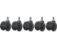 Efalock EFALOCK Juego 5 Ruedas Suaves Frenadas Negras para Banquito Peluquería