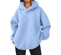 EFAN - Sudaderas con Capucha de Gran tamaño para Mujer, de Forro Polar, sin Botones, Casuales, cómodas, a la Moda, Ropa de otoño, Azul/Claro, M
