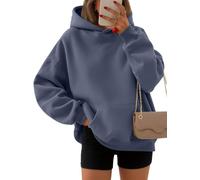 EFAN - Sudaderas con Capucha de Gran tamaño para Mujer, suéteres de Forro Polar, de Manga Larga, para Invierno, otoño, Ropa de Moda Y2k, Gris Azul, M
