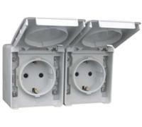 Efapel estanca 48 - Doble base schuko horizontal estanca 48 gris