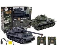 efaso 2 tanques teledirigidos 1:28 Tiger Panzer & T-34 con sistema de combate por infrarrojos integrado, tanque RC de 2,4 GHz con función de disparo/modelo de tanque teledirigido