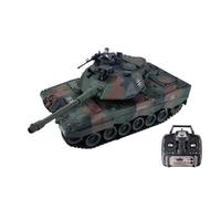 efaso Tanque teledirigido German Leopard 1:18 - Tanque teledirigido con función de disparo, torre giratoria, sonido y luz, modelo de tanque/RC Panzer Camouflage (leopardo alemán, juego estándar)