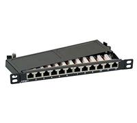 EFB Elektronik 37738SW.12 panel de parcheo 0.5U - Bahía de entrada (Cat6a, 10000 Mbit/s, Oro, S/UTP (STP), 22/24, Negro)