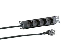 EFB-Elektronik Regleta de 10 Pulgadas, 4 enchufes CEE 7/3 sin Interruptor, en Aluminio, Color Negro