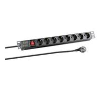 EFB-Elektronik Regleta de 19 pulgadas, 8 enchufes CEE 7/3, con interruptor, aluminio, negro