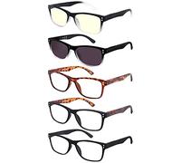 EFE Gafas de Lectura 5-Pack Hombres Mujeres para Leer Clara Gafas Aumento Lectura con Diseño de Bisagra de Resorte Rectángulo Estilo Ligeros Cómodos 2.0