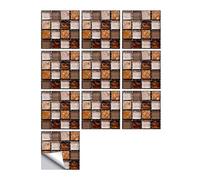 efecto de mosaico de mármol azulejos adhesivos, Pegatinas de pared mosaico simulación impermeables, calcomanías extraíbles 10x10cm for decoración del hogar(Color 13,15x15cm 10pcs)