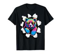 Efecto de Papel Roto Oso Gafas de Sol Osos Camiseta
