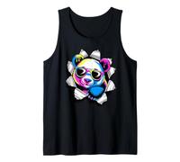 Efecto de Papel Roto Panda Oso Gafas de Sol Pandas Camiseta sin Mangas