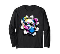 Efecto de Papel Roto Panda Oso Gafas de Sol Pandas Manga Larga