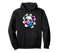 Efecto de Papel Roto Panda Oso Gafas de Sol Pandas Sudadera con Capucha