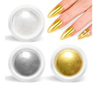 Efecto Espejo UñAs: 【Efecto Espejo MáGico】 Polvo De UñAs Dorado Con Efecto Espejo MáGico, Polvo De UñAs HolográFico, Brillo De UñAs Brillante, Polvos UñAs Efecto Perla Efecto Aurora De Sirena Nail DIY