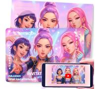 Efecto WOW Tarjetas de invitación fiesta K-Pop con animación AR (Realidad Aumentada) - Invitaciones cumpleaños mágicas e interactivas para niños y niñas-Lote de 12 invitaciones con sobres preimpresas