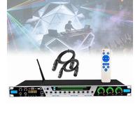 Efector mezclador de karaoke con Bluetooth, USB, fibra, entrada coaxial, procesador antiaullidos y 7 ritmos intermitentes para un rendimiento